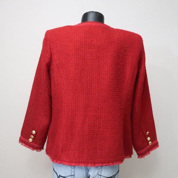 Joan Rivers Red Chanelesque Jacket Size 14 - Picture 5 of 11